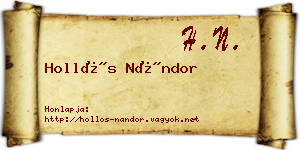 Hollós Nándor névjegykártya